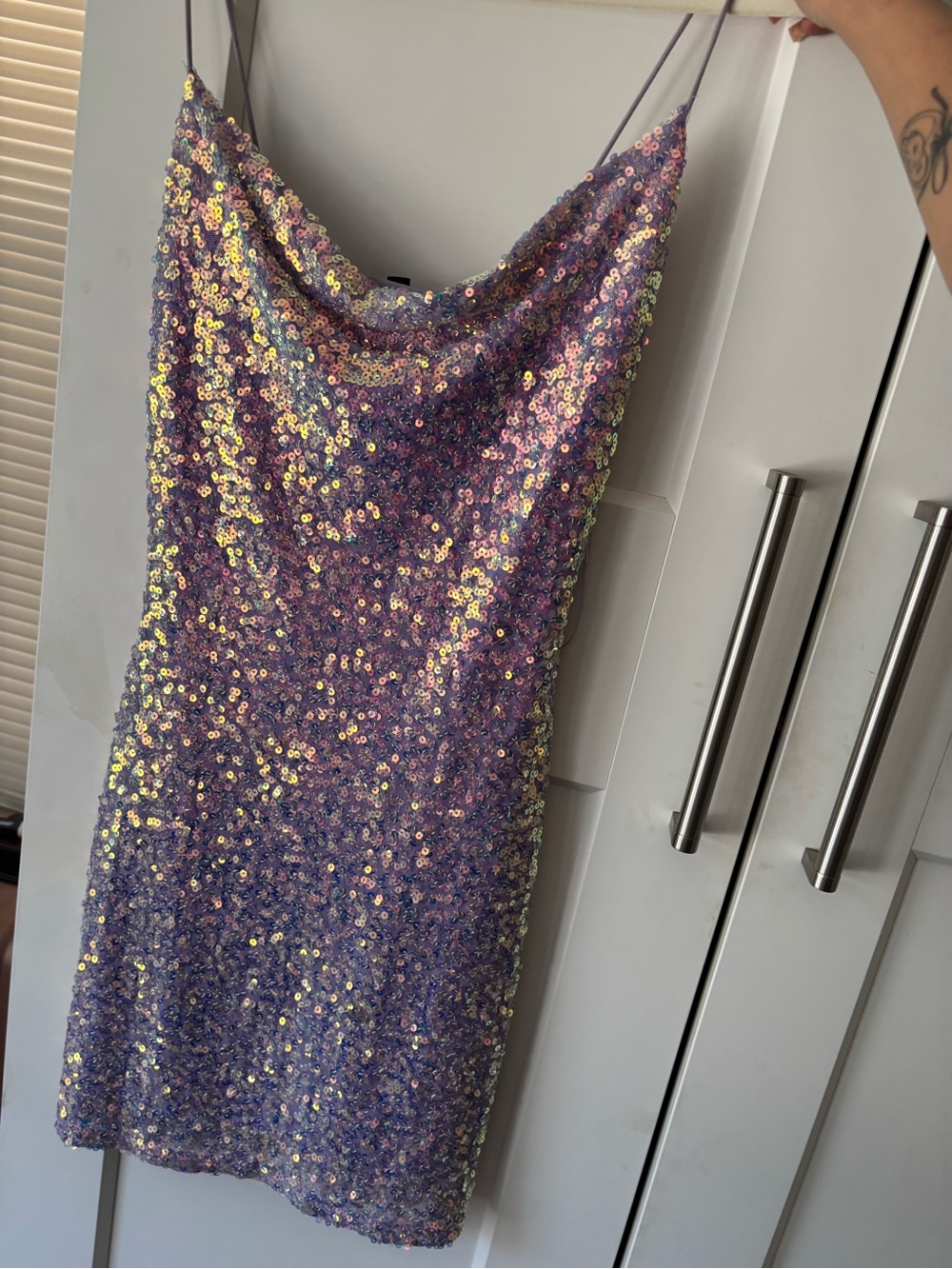 Windsor Lavender Iridescent Sequin Slip Dress